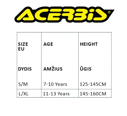 ACERBIS size table